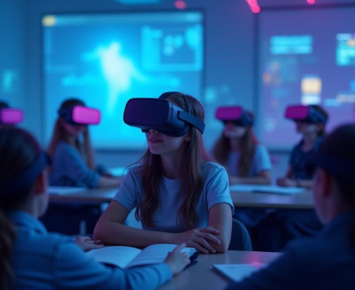 Virtual reality classroom with immersive education experience